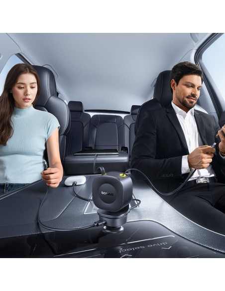 
USB-C USB-A automobilinis įkroviklis su ištraukiamais USB-C laidais, 60 W – juodas
