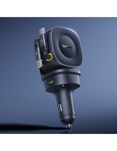 
USB-C USB-A automobilinis įkroviklis su ištraukiamais USB-C laidais, 60 W – juodas
