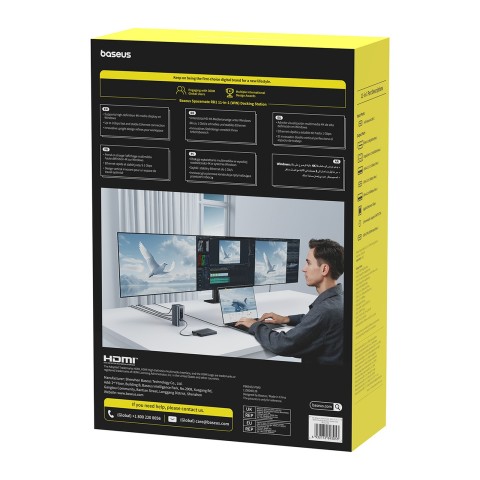 
Įkrovimo stotelė „HUB 11in1“ USB-C HDMI DP USB-A USB-C RJ45 PD Mini Jack 3.5mm EU įkroviklis - pilka
