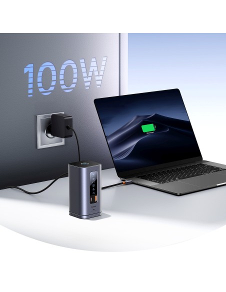 
Įkrovimo stotelė „HUB 11in1“ USB-C HDMI DP USB-A USB-C RJ45 PD Mini Jack 3.5mm EU įkroviklis - pilka
