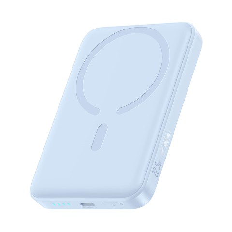 
10000mAh 22.5W „MagSafe“ indukcinė išorinė baterija su USB-C laidu, 20V/ 3A, 0.3m – mėlyna
