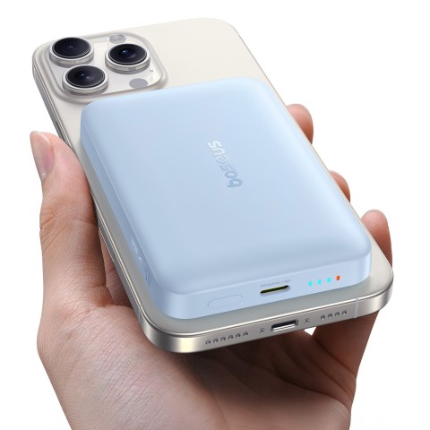 
10000mAh 22.5W „MagSafe“ indukcinė išorinė baterija su USB-C laidu, 20V/ 3A, 0.3m – mėlyna
