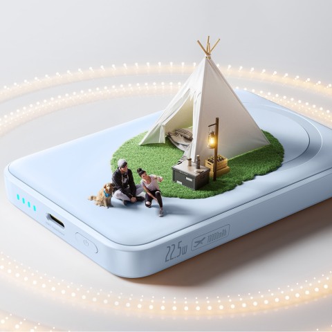 
10000mAh 22.5W „MagSafe“ indukcinė išorinė baterija su USB-C laidu, 20V/ 3A, 0.3m – mėlyna
