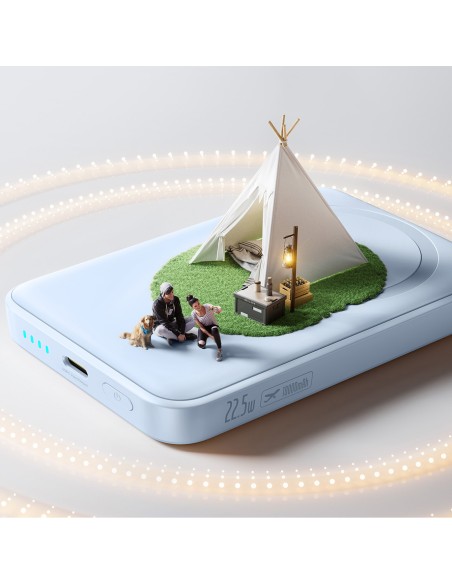 
10000mAh 22.5W „MagSafe“ indukcinė išorinė baterija su USB-C laidu, 20V/ 3A, 0.3m – mėlyna

