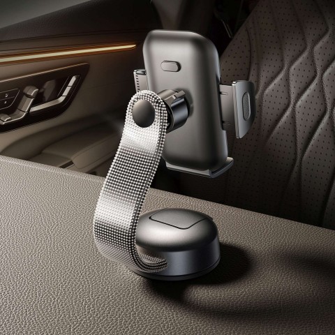 
Automobilinis išmaniojo telefono laikiklis su siurbtuku, skirtas prietaisų skydeliui – juodas
