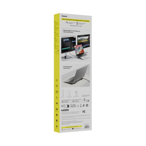 
„HUB 12-in-1“ prijungimo stotelė USB-C HDMI DisplayPort USB-A SD/ microSD RJ45 PD - pilka
