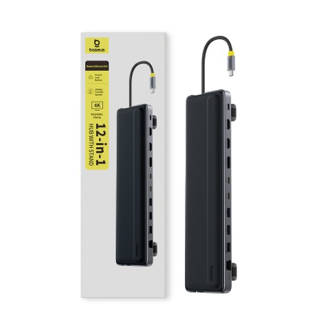 
„HUB 12-in-1“ prijungimo stotelė USB-C HDMI DisplayPort USB-A SD/ microSD RJ45 PD - pilka
