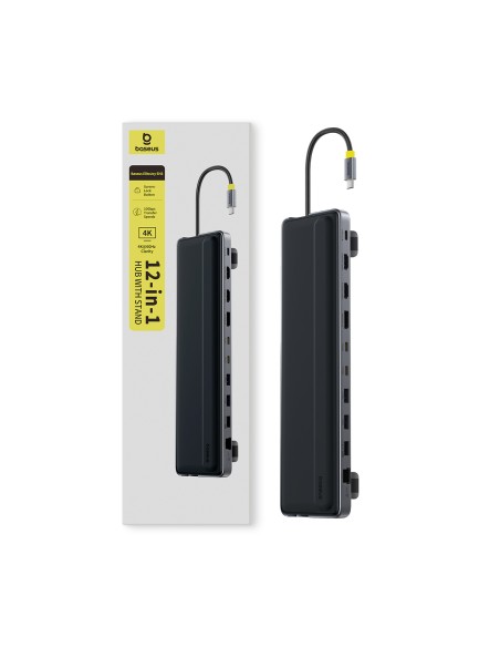 
„HUB 12-in-1“ prijungimo stotelė USB-C HDMI DisplayPort USB-A SD/ microSD RJ45 PD - pilka
