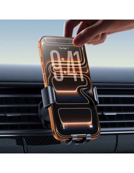 
„Gravity“ automobilio laikiklis išmaniajam telefonui ant ventiliacijos angos – juodas
