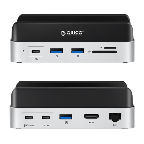 
10 viename „Mac mini“ M.2 USB-C USB-A HDMI RJ45 SD/ TF prijungimo stotelė – sidabrinė
