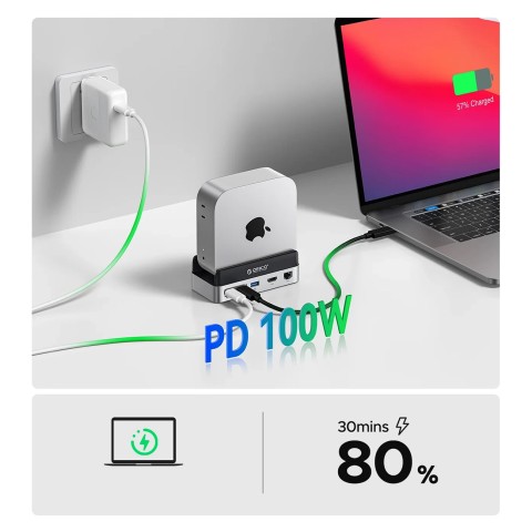 
10 viename „Mac mini“ M.2 USB-C USB-A HDMI RJ45 SD/ TF prijungimo stotelė – sidabrinė
