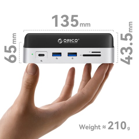 
10 viename „Mac mini“ M.2 USB-C USB-A HDMI RJ45 SD/ TF prijungimo stotelė – sidabrinė
