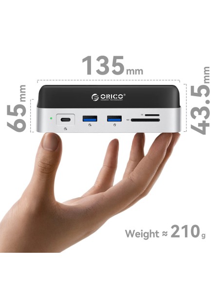 
10 viename „Mac mini“ M.2 USB-C USB-A HDMI RJ45 SD/ TF prijungimo stotelė – sidabrinė
