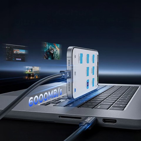 
USB-C laidas USB4 Thunderbolt5 80Gbps 240W 1.5m - juodas
