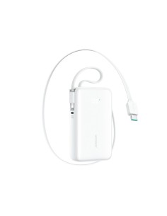 
10000mAh 35W nešiojama baterija su ištraukiamu USB-C laidu ir „Lightning“ dirželiu – balta
