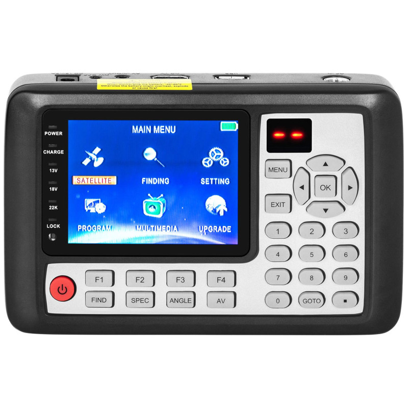 Palydovinės televizijos signalo matuoklis DVB-S2 DiSEqC 1.0-1.3 USALS LCD USB 4400mAh