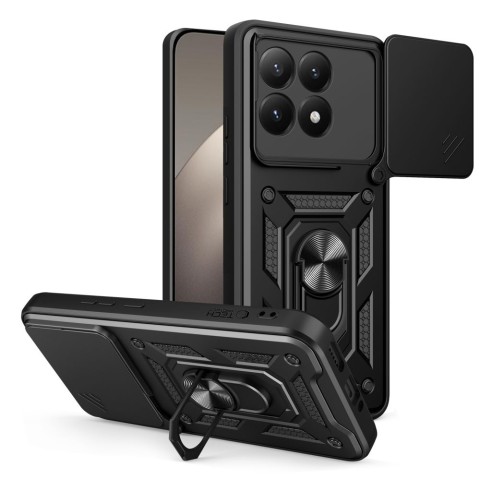 
„Xiaomi 15T CamShield Pro“ dėklas su objektyvo dangteliu ir stovu - juodas
