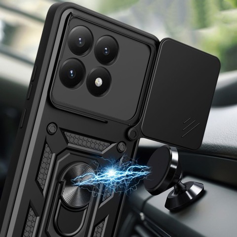 
„Xiaomi 15T CamShield Pro“ dėklas su objektyvo dangteliu ir stovu - juodas
