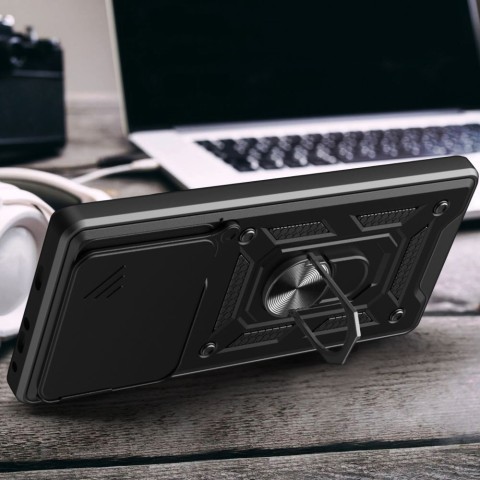 
„Xiaomi 15T CamShield Pro“ dėklas su objektyvo dangteliu ir stovu - juodas
