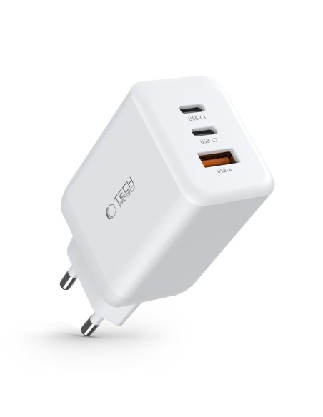 
USB-C USB-A C65W PD 65W QC sieninis įkroviklis – baltas
