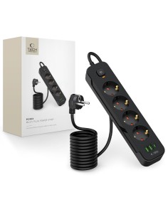 
Maitinimo laido ilgintuvas, 4 lizdai, 240V, USB-A, USB-C, 2 m, juodas
