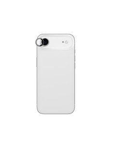 
„iPhone 17 Air“ kameros stiklas su juodu aliuminio rėmeliu. Objektyvo stiklas.
