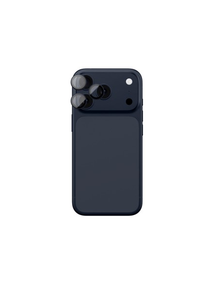 
„iPhone 17 Pro / Pro Max“ safyrinis kameros stiklas su mėlynu rėmeliu
