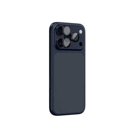 
„iPhone 17 Pro / Pro Max“ safyrinis kameros stiklas su mėlynu rėmeliu
