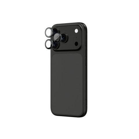 
„iPhone 17 Pro / Pro Max“ safyrinis kameros stiklas su pilku rėmeliu
