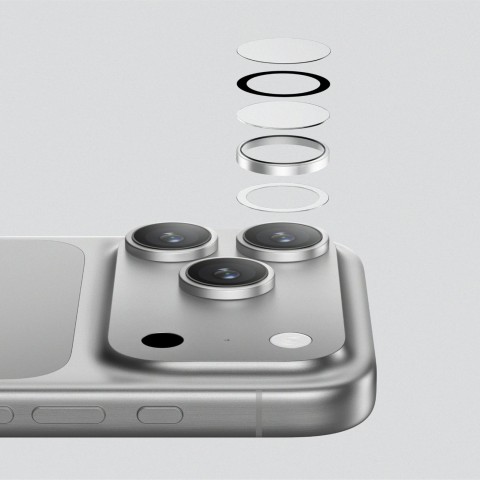 
iPhone 17 Pro / Pro Max safyrinis kameros stiklas su juodu rėmeliu
