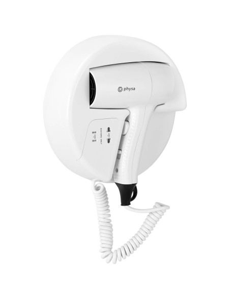 Viešbučio baseino sieninis plaukų džiovintuvas su elektros lizdu 1200 W baltas