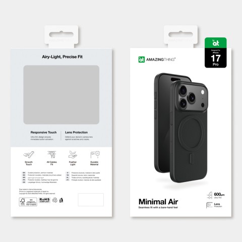 
„iPhone 17 Pro“ minimalus „Air MagSafe“ dėklas – juodas
