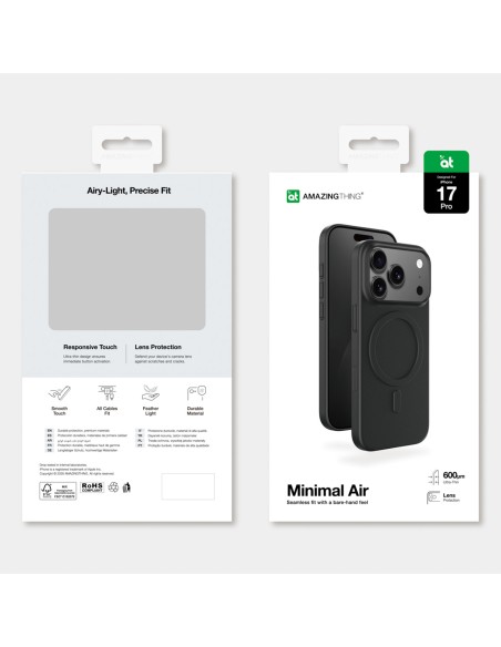 
„iPhone 17 Pro“ minimalus „Air MagSafe“ dėklas – juodas
