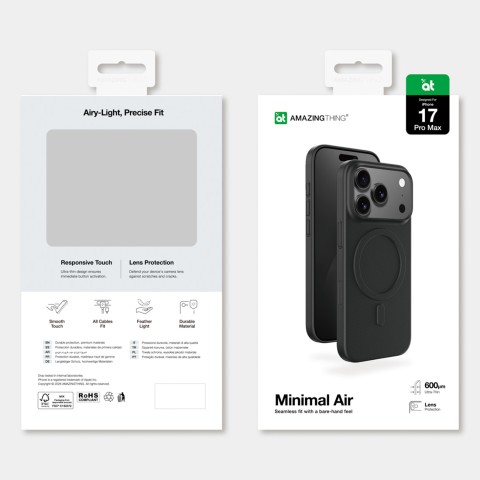 
„iPhone 17 Pro Max“ minimalus „Air MagSafe“ dėklas – juodas
