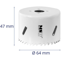 Dviejų metalų skylių pjūklo grąžtas metaliniam medienos plastikui sk. 64 mm