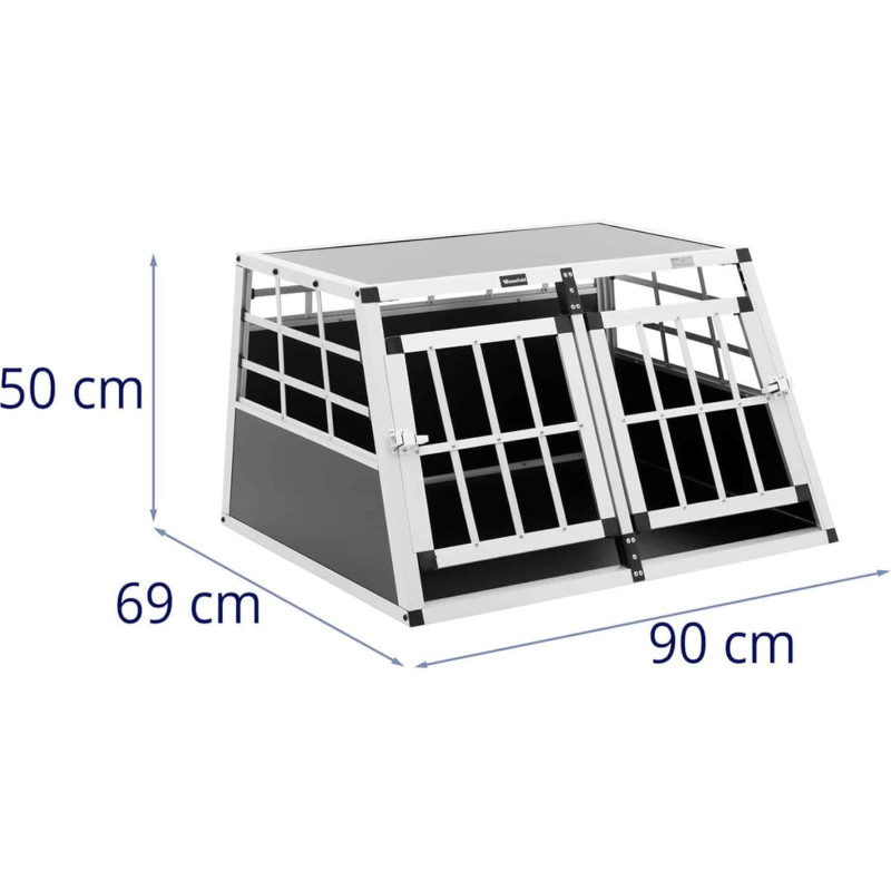 Trapecijos formos metalinis narvas šunims vežti 69 x 90 x 50 cm