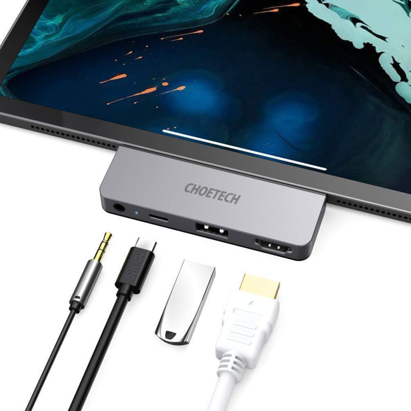 Prijungimo stotelė Apple iPad Pro HUB adapteriui USB Type C 4in1 60W PD black