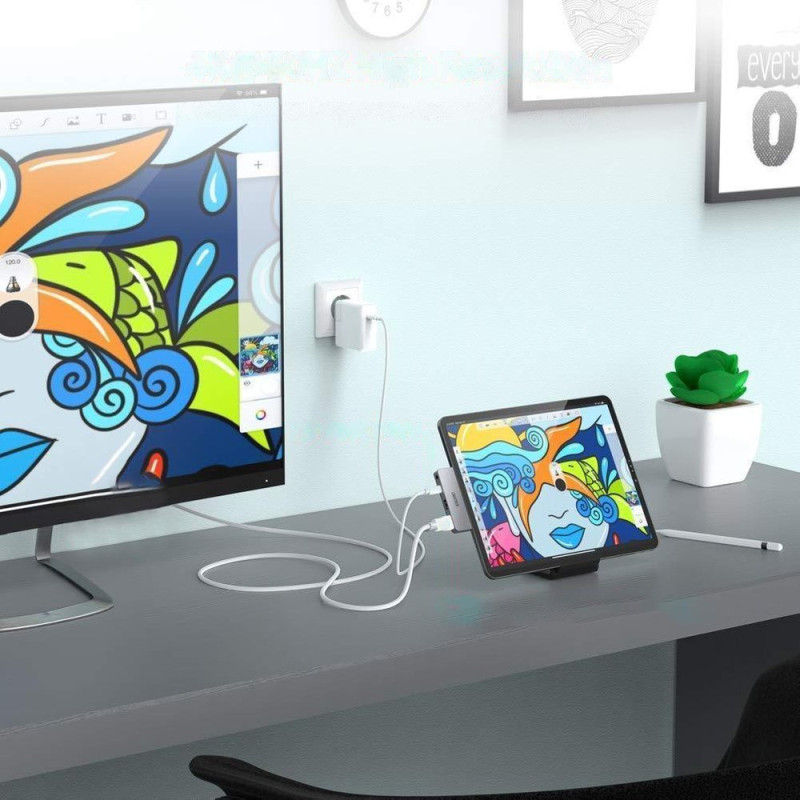 Prijungimo stotelė Apple iPad Pro HUB adapteriui USB Type C 4in1 60W PD black