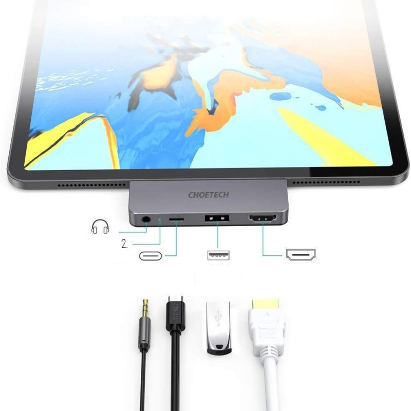 Prijungimo stotelė Apple iPad Pro HUB adapteriui USB Type C 4in1 60W PD black