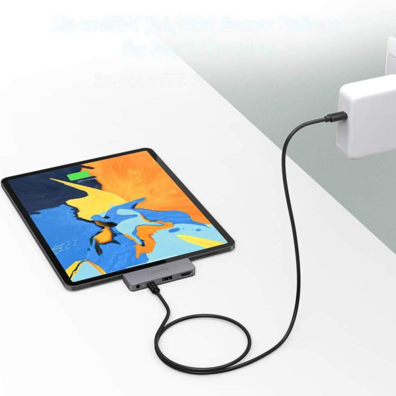 Prijungimo stotelė Apple iPad Pro HUB adapteriui USB Type C 4in1 60W PD black