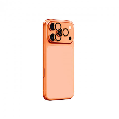 
„iPhone 17 Pro / Pro Max AR“ safyrinis lęšio stiklas – oranžinis rėmelis
