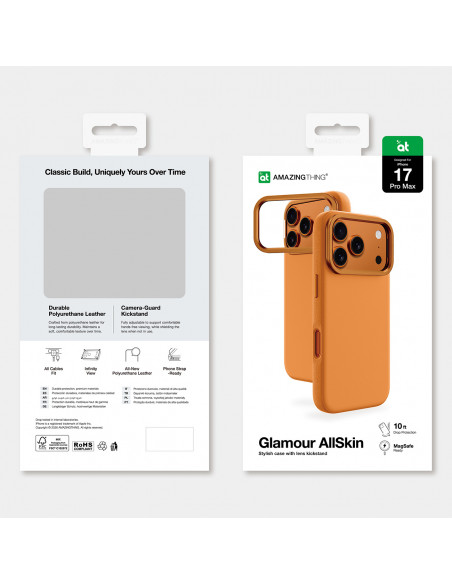 
„iPhone 17 Pro Glamour“ dėklas – oranžinis
