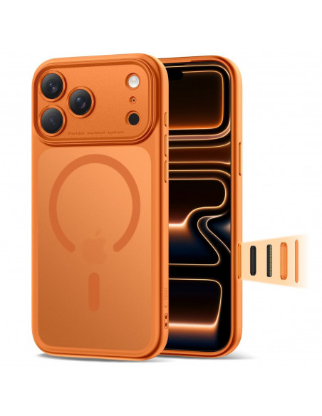 
„Magpeak Magsafe CC“ apsauginis dėklas, skirtas „iPhone 17 Pro Max“ – matinės oranžinės spalvos
