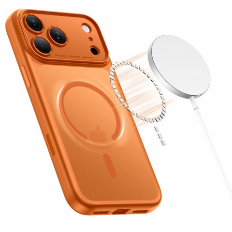 
„Magpeak Magsafe CC“ apsauginis dėklas, skirtas „iPhone 17 Pro Max“ – matinės oranžinės spalvos
