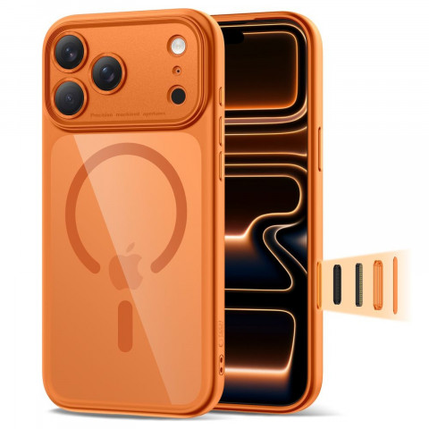 
„iPhone 17 Pro“ „Magpeak Magsafe CC“ dėklas – permatomas oranžinis
