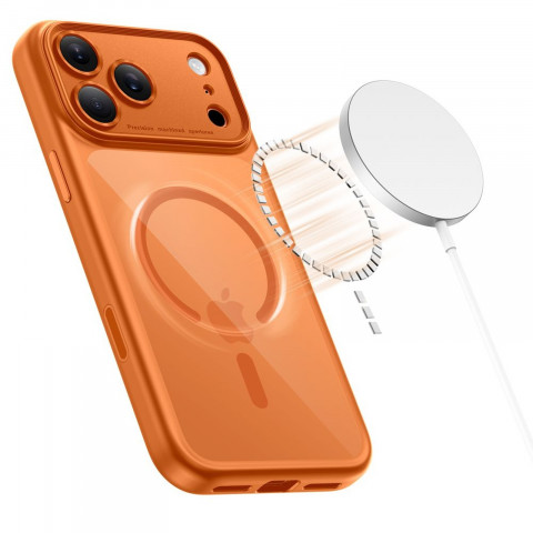 
„iPhone 17 Pro“ „Magpeak Magsafe CC“ dėklas – permatomas oranžinis
