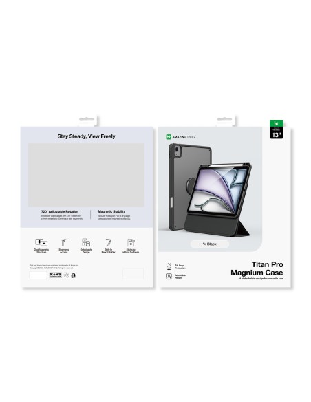 
„iPad Air M3 13“ dėklas su „Titan Pro Mag“ stovu – juodas
