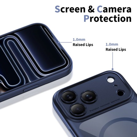 
„iPhone 17 Pro Max“ „Magpeak Magsafe CC“ dėklas – permatomas tamsiai mėlynas
