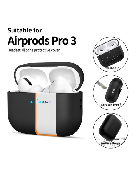 
Apsauginis silikoninis dėklas „AirPods Pro 3“ ausinėms – juodas
