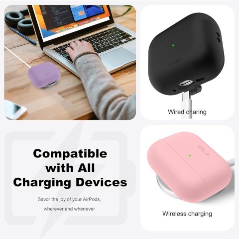 
Apsauginis silikoninis dėklas „AirPods Pro 3“ ausinėms – juodas
